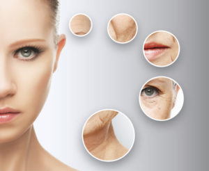 beauty concept skin aging. anti-aging procedures, rejuvenation, lifting, tightening of facial skin, restoration of youthful skin anti-wrinkle